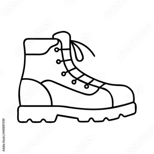 Fototapeta hiking boots icon, hiking boots line art - simple line art of hiking boots, perfect for hiking boots logos and icons