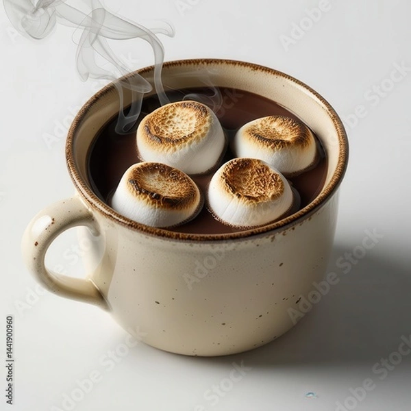 Fototapeta Warm drink with marshmallows in a cozy cup.