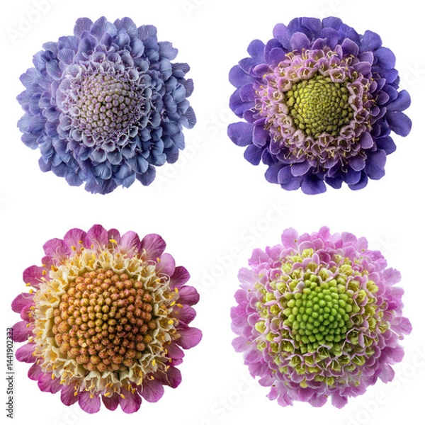 Fototapeta Scabiosa Disk, White Background