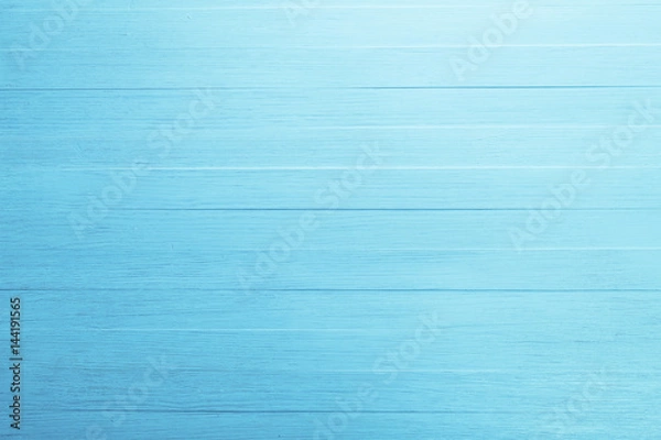 Fototapeta Blue wood background. Painted scraped wooden board. Bright texture or pattern.
