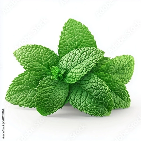 Obraz Fresh mint leaves used for cooking, garnishing, herbal remedies, and beverages in culinary settings