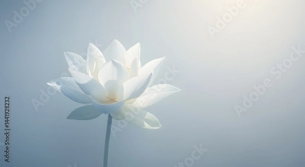Obraz Lotus flower with soft sunlight and mist, symbol of balance