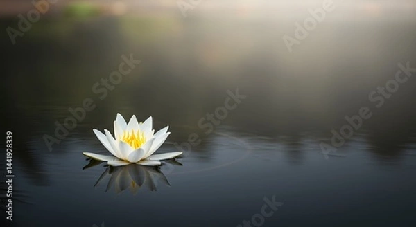 Obraz Lotus flower with soft sunlight and mist, symbol of balance