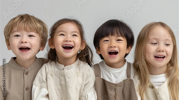 Fototapeta Diverse Group of Children Posing Together with Joyful Expressions