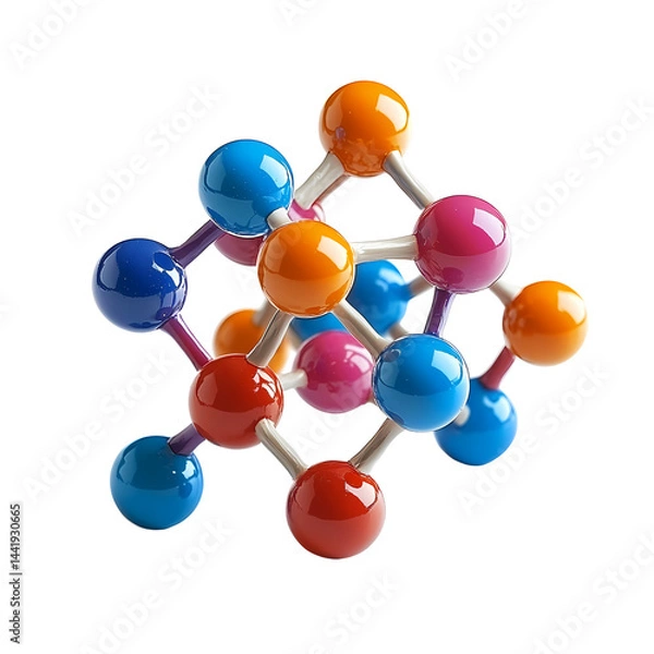 Obraz Colorful molecular structure representing chemical bonds and compounds in a vibrant design for educational use.