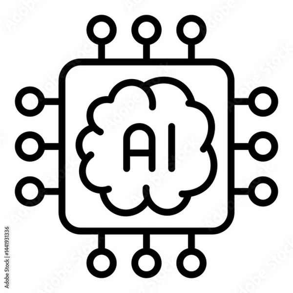 Fototapeta Artificial intelligence chip and machine learning icon	

