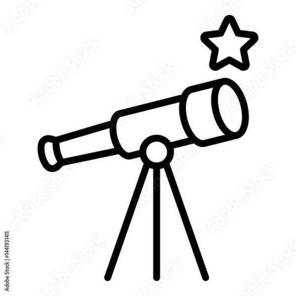 Fototapeta Telescope observing star icon	
