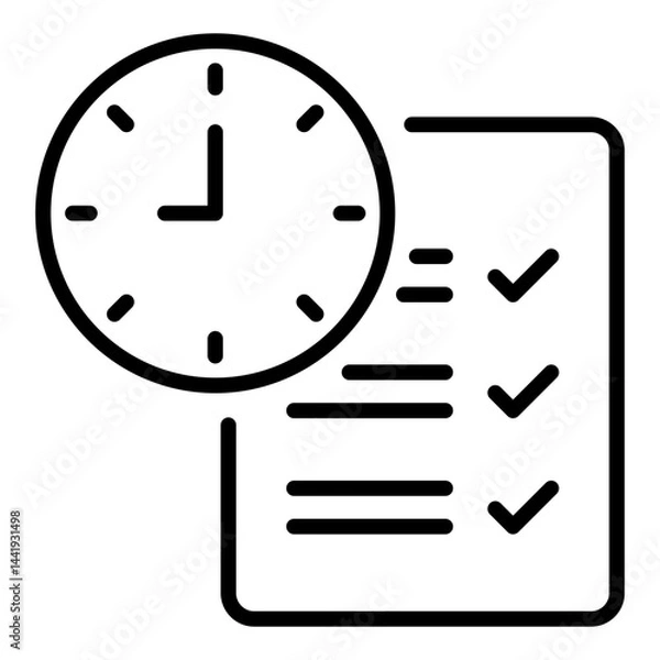 Fototapeta Clock with checklist task management icon