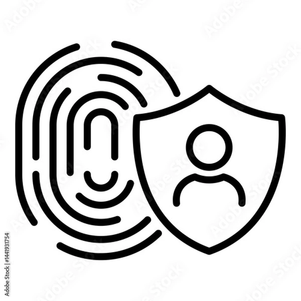 Fototapeta Fingerprint with shield and person icon	
