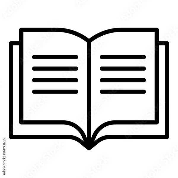 Fototapeta Open book with text lines outline icon isolated on white background.	
