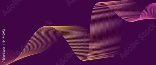 Fototapeta Abstract glowing wave lines on dark blue background. Dynamic wave pattern. Modern flowing wavy lines. Futuristic technology concept. Suit for banner, poster, cover, brochure, flyer, website