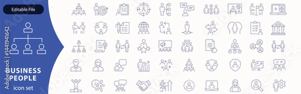 Obraz Business related original icons. Network, teamwork, payment, computing, seo, ai etc. Editable stroke.