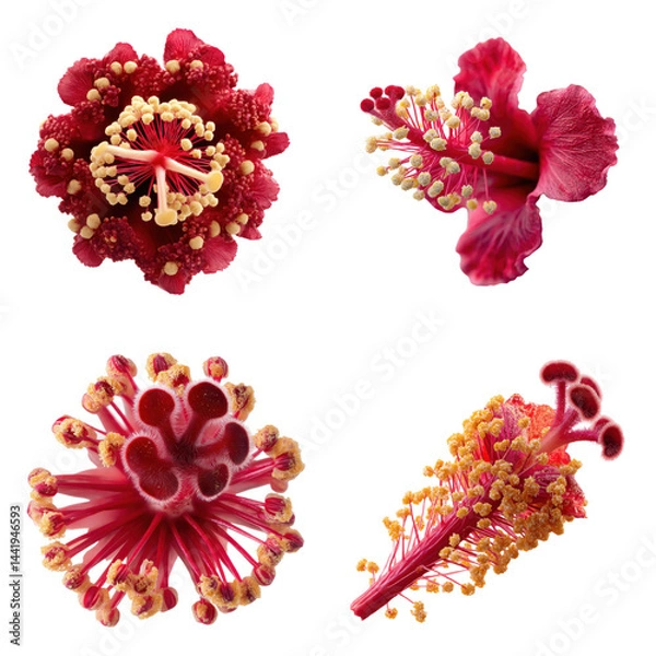 Obraz Hibiscus Stamen, Red, Top View