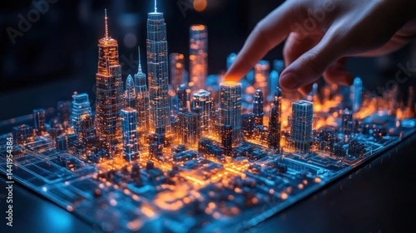 Obraz Interactive Smart City Model: A Futuristic Metropolis Displayed