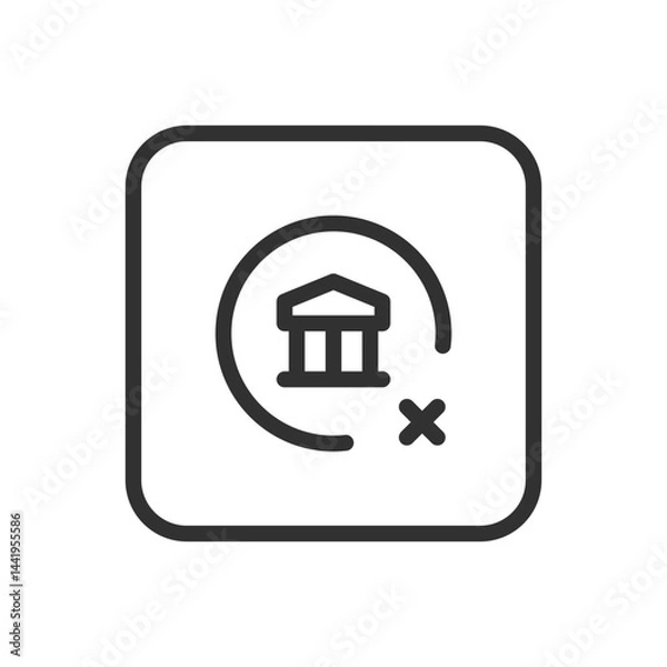 Fototapeta Bank Cross Delete in Circle Icon – Remove or Close Bank Account Symbol