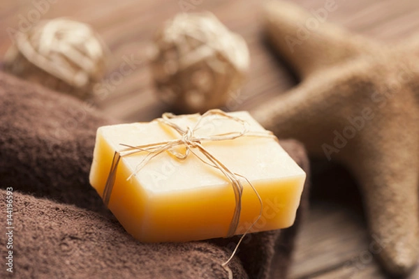 Fototapeta Spa and wellness setting with Natural soap