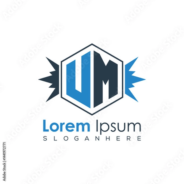 Obraz Modern Latter Luxury Monogram Logo with Royal Crown and Polygon Frame
