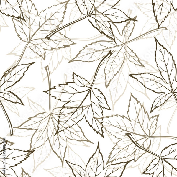 Fototapeta Seamless Background with Pictogram Leaves of Liquidambar Styraciflua or Maple Tree, Tile Nature Pattern. Vector