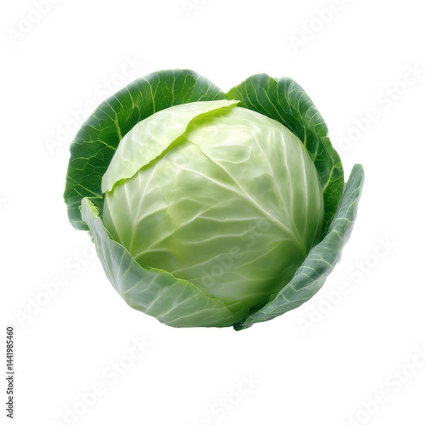 Fototapeta Fresh green cabbage isolated on transparent background