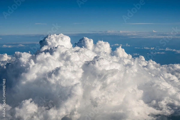 Fototapeta Aerial cloudscaspe picturesque clouds and sky from top view over the horizon