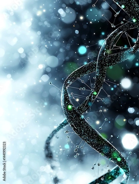 Fototapeta Detailed DNA helix structure in a bokeh background