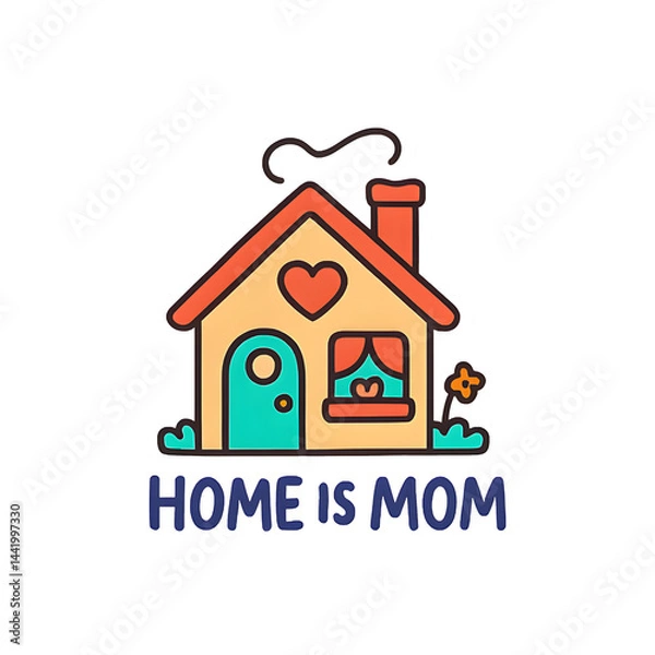 Fototapeta A cozy and loving home with a message "Home is Mom"