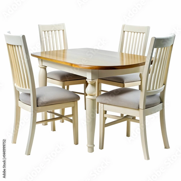 Fototapeta Dining Table and Chairs Isolated on White Background"