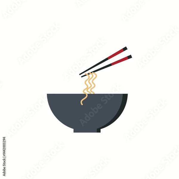 Obraz Japanese noodles flat icon with long shadow Vector