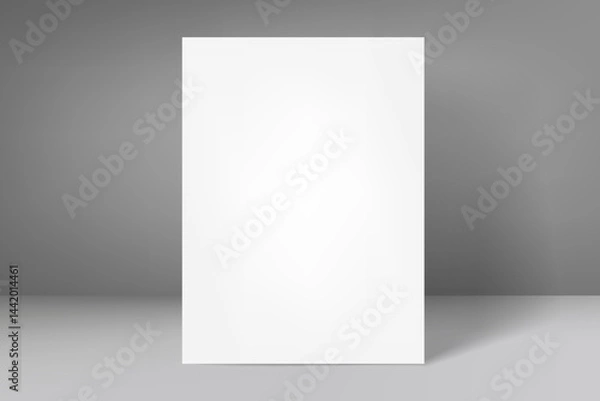 Fototapeta Vertical blank frame with shaow. 3d vector mockup