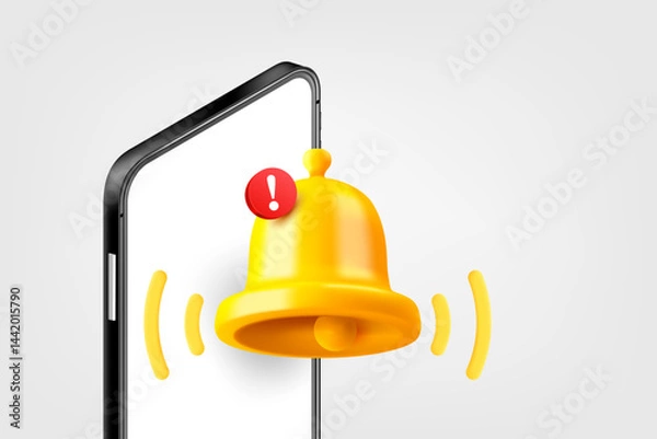 Obraz Mobile phone with the bell. 3d vector concept