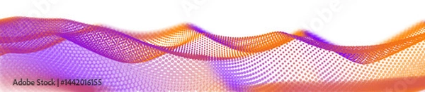 Obraz Wave pattern vector. 3D glowing abstract digital particles background. Technology concept. Abstract background. Future vector illustration.