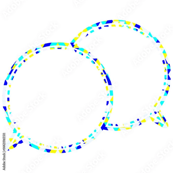 Fototapeta ステンドグラス風吹き出し　三角形模様　重なる会話