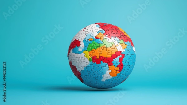 Obraz Colorful puzzle globe representing global unity and diversity