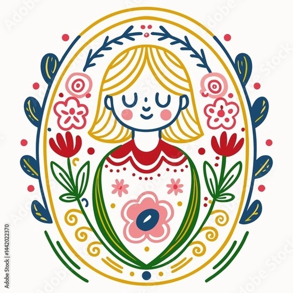 Fototapeta A digital illustration of a girl