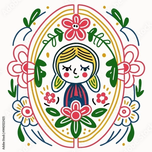 Fototapeta A digital illustration of a girl