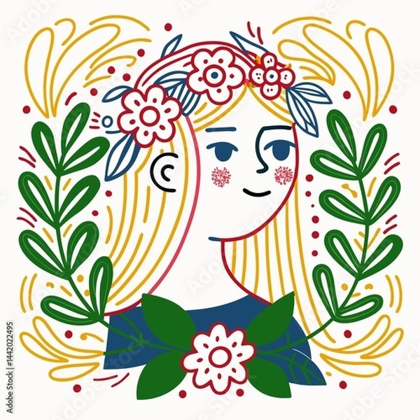 Fototapeta A digital illustration of a girl