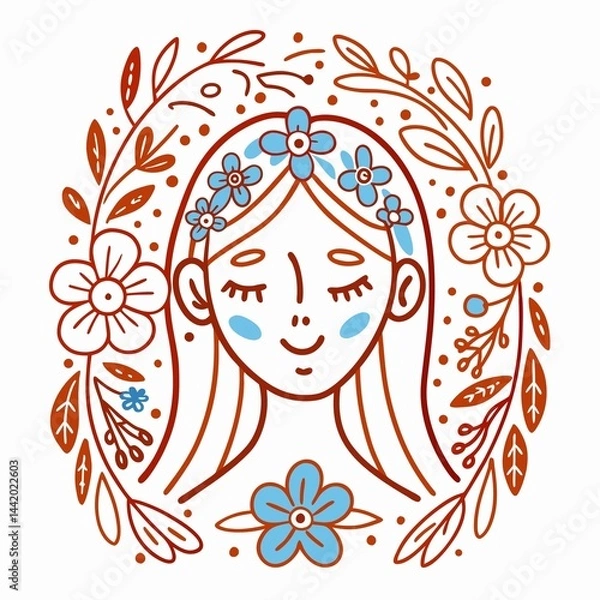 Fototapeta A digital illustration of a girl