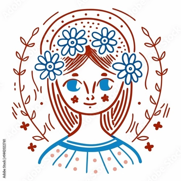 Fototapeta A digital illustration of a girl