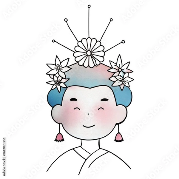 Fototapeta A digital illustration of a girl