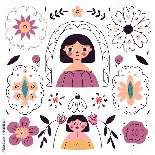 Fototapeta A digital illustration of a girl