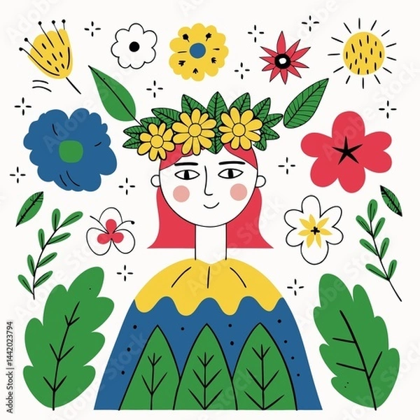 Fototapeta A digital illustration of a girl