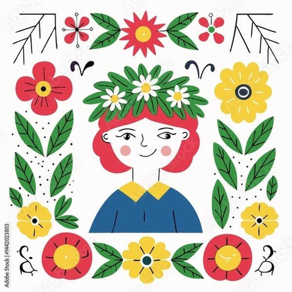 Fototapeta A digital illustration of a girl