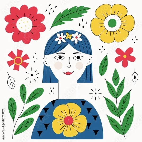Fototapeta A digital illustration of a girl