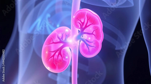 Fototapeta Anatomical Illustration of Kidneys and Renal System