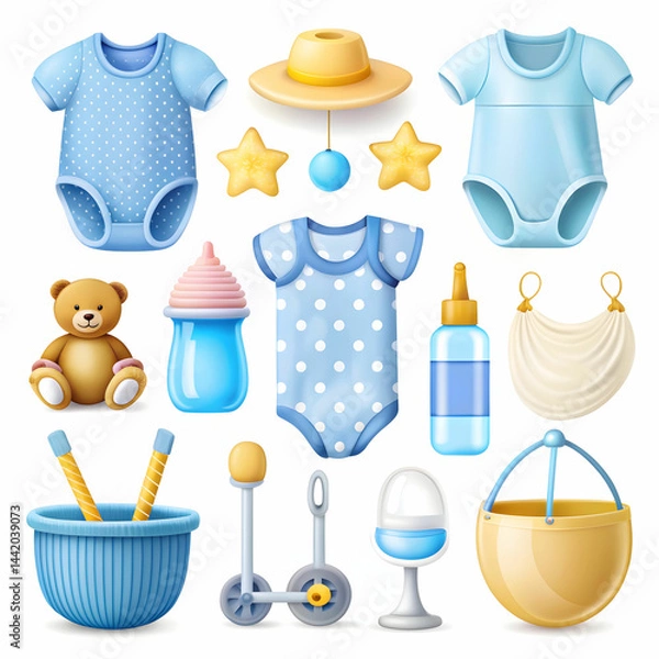 Obraz Realistic Baby Elements Collection