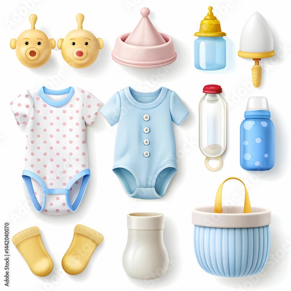 Obraz Realistic Baby Elements Collection