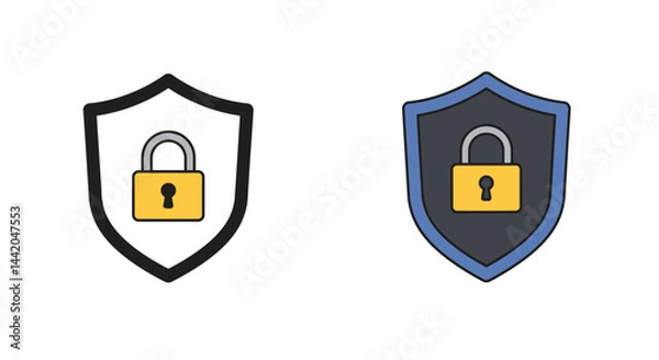 Fototapeta Shields guarding data Lock icons protect information