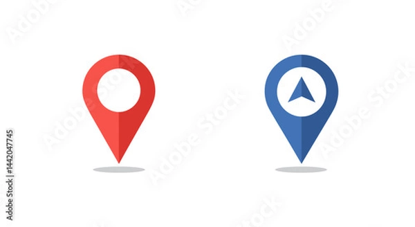 Fototapeta Two symbolic pins point destinations unknown