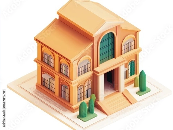 Fototapeta 3D isometric illustration of a stylized building