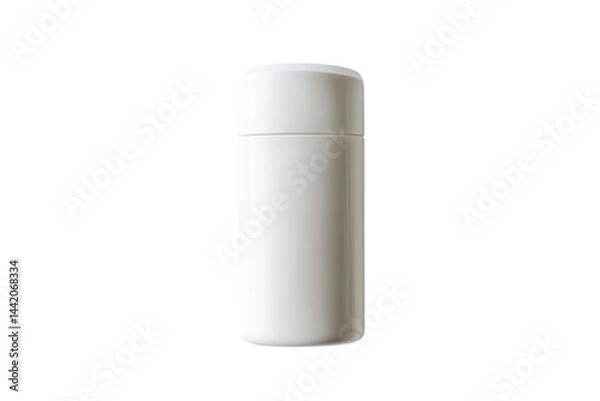 Fototapeta Clean white cylindrical container mockup against a bright background perfect for product displays or